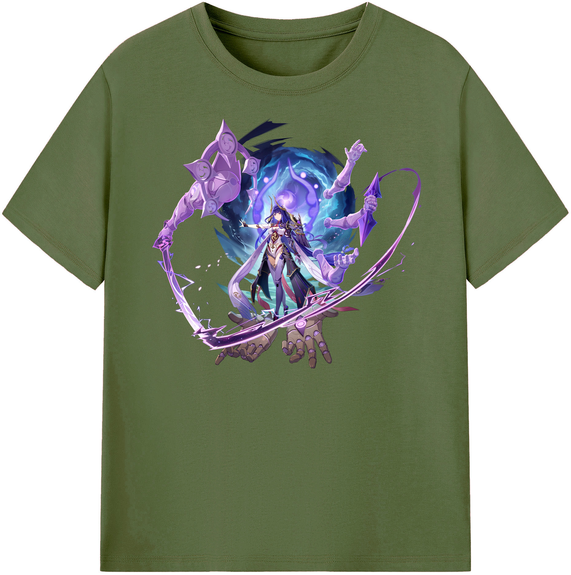 げんし神 雷電将軍 らいでんしょうぐん genshin Raiden Shogun 綿100％半袖Tシャツ（フロントプリント）